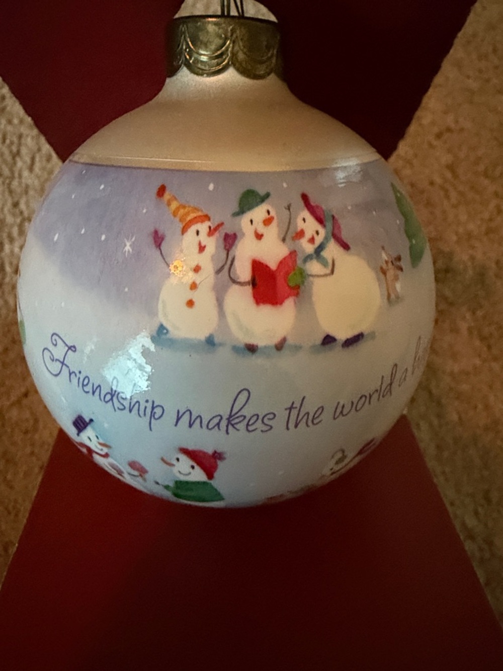 Hallmark White Snowman Friendship Ornament with Colorful Hats